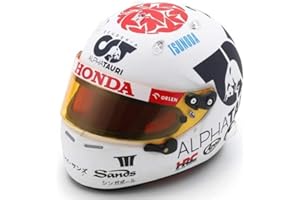 Spark Model 1/5 Mini Helmet - Yuki Tsunoda 2023 Japanese GP Special Edition Helmet - White/Red/Blue with Case and Stand