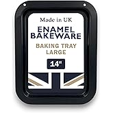 Great British Bakeware Vitreous Enamel Roasting Tray 36.2cm, Oven & Baking Trays, Heavy Duty Vitreous Enamel Roasting Tin Bak