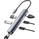 USB C Hub HDMI 4K 60Hz, 6 in 1 Dockteck, Dock Ethernet, MacBook Pro Adapter iPad mit LAN RJ45, 2 USB-C Port Daten 100W PD, 2
