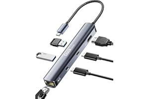 dockteck USB C Hub HDMI 4K 60Hz, 6 w 1 USB C Dock Ethernet, MacBook Pro Adapter iPad z LAN RJ45, 2 porty USB-C Data 100W PD, 2 USB 3.0, HDMI, do MacBook Air M1/M2, iPad Pro/Air, Surface Pro