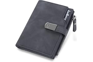 HNOOM Cartera de Cuero PU para Mujer - Pequeña, Suave y Cómoda con Bolsillo y 16 Ranuras para Tarjetas (Negro-S)