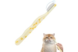 AABDTYYD Spazzola per Gatti con Denti Fini, Rimuove Macchie da Lacrime con Punta Arrotondata, Per Toeletta Delicata di Cani & Gatti, 12cm Impugnatura Ergonomica (Beige)