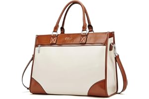 CLUCI Womens Briefcase Oil Wax Leather 15.8 Inch Laptop Business Vintage Ladies Large Capacity Shoulder Bag