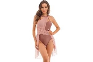 IEFIEL Robe Danse Contemporaine Femme Robe Danse Lyrique Moderne Adultes Body Robe Danse Latin Jazz Tango Chacha Tenue Patinage Artistique Performance