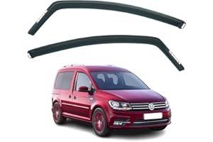 AirFlux: Deflectores de viento modernos ahumados oscuros, autoadhesivos, 2 unidades, compatibles con Volkswagen Caddy 2015-2020