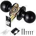 Coolty Passage Door Knob Set Keyless Non Locking Round Door Handle Ideal for Non-Locking Interior Doors Kitchen Closet Pantry Closet Hallway Doors (Black)