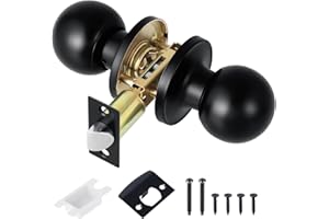 Coolty Pomelli per Porte di Passaggio Maniglia Rotonda Non Bloccante Senza Chiave per Porte Interne Non Bloccanti Porte di Cucina Armadio Dispensa Armadio Corridoio (Nero)