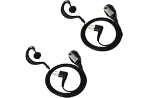 UAYESOK Auriculares con Forma de G para Seguridad policial y walkie Talkie con micrófono PTT para Radio bidireccional Motorola CP040 CP140 Hytera Midland de 2 Pines (Paquete de 2)