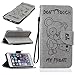 Produktbild Nancen Apple iphone 6 Plus / 6S Plus (5,5 Zoll) Hülle, [Bär - Don't Touch My Phone] Serie Weich Leder Handyhülle Tasche Wallet Flip Case Book Cover Etui, Niedlich Bär Muster Design Ledertasche Lederhülle Schutzhülle mit Standfunktion Brieftasche und Kartenfächer