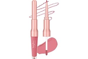 bayfree 2-IN-1 Lip Liner e Lip Stain, Tinta Labbra In Velluto Ad Alta Pigmentazione e Lunga Durata, Lipliner Ben Definito, Impermeabile Senza Peso e Non Testato Sugli Animali, Finish Matte