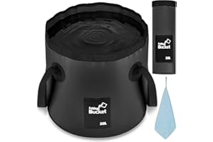 flintronic Folding Water Bucket, 20L Foldable Storage Container Collapsible Bucket for Camping, Outdoor Portable Lightweight Buckets for Traveling Fishing Hiking Camping Boating (Black)