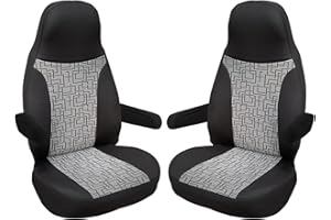 ‎BREMER SITZBEZÜGE BREMER SITZBEZÜGE Maß Piloten Schonbezüge Sitzbezüge kompatibel mit Wohnmobil Camper Ducato Fahrer & Beifahrer 813 Schonbezug Set in Schwarz/Grau