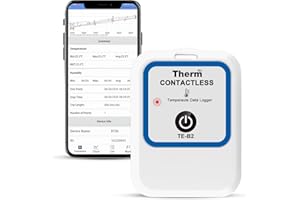 THERM LA MODE ThermElc TE-B2 Bluetooth Registrador de Datos de Temperatura inalámbrico, Informe PDF CSV, comparación de Datos de múltiples Dispositivos Adecuado para Transporte refrigerado