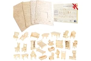 KOKOBOX Accesorios de Juguete Juego de Muebles de Madera para Casa de Muñecas Objetos en Miniatura