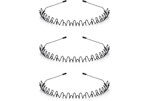 KELUBATU Hair Bands for Men, Non-Slip Sports Fashion Headband, Mens Metal Hair Band, Hair Hoop for Outdoor Sports, Weddings, Daily Wear (3 Pieces)