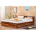 BL WOOD Queen Size Solid Wood Bed With Pull Out Storage (Sheesham Wood - Brown)
