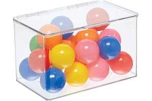 mDesign Pudełko do przechowywania zabawek z pokrywką do przechowywania zabawek – na półkę lub pod łóżkiem – przezroczyste