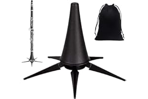MEGYAD Klarinettenständer Schwarz: Trompetenständer Faltbarer mit 5 Beinen, Trompetenhalter Tragbarer mit Aufbewahrungstasche für A- und B-Klarinette, Transport im Schalltrichter