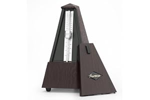 Asmuse Mechanical Metronome ABG-75 for Digital Piano Drum Musician Guitar Flute Violin and Other Instruments, Beginner Professional Performer Metronome Deep Wood Grain