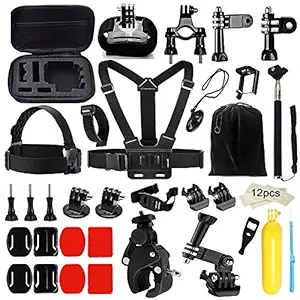 Action Pro Accessories Kit Compatible with GoPro Hero 9 8 7 6 5 4 3+ Session Accessory Bundle Set for Action Camera SJ4000 SJ5000 SJ6 Xiaomi Yi-Flotation Handle+Head Strap+Chest Strap