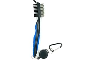 TT Sports Golfschläger Reinigungsbürste mit Aluminum Karabiner für Schlägerflächen, Rillen und Golfschuhe und Golftasche - Edelstahl Bürste - Groove Cleaner