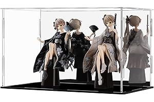 CECOLIC Vetrina in acrilico trasparente da assemblare per oggetti da collezione, statuette in miniatura, protezione contro la polvere, deposito e organizzazione (nero, 25 x 15 x 15 cm)