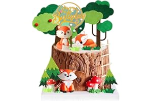 AOTWAN Tortendeko Tiere, Kuchendeko Geburtstag Waldtiere Geburtstag Deko Dschungel Themed Tortendeko für Geburtstag Party Kinder Mädchen Baby Shower