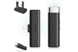 iDiskk Plug-Play Lavalier inalámbrico para iPhone iPad, Mini micrófono iOS inalámbrico Lightning Auto-syncs Mic para Youtube, Facebook Live Stream Vloggers Entrevista (sin aplicación o Bluetooth)