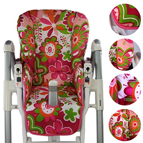 BambiniWelt Sitzkissen Bezug Ersatzbezug für Peg Perego Prima Pappa Diner *WEISS TÜRKIS PUNKTE* NEU - 2