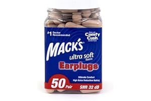 Mack's Ultra Soft Foam öronproppar, 50 par – SNR 32 dB högsta NRR, bekväma öronproppar för sömn, snarkning, resor, konserter