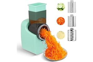 LUQIXCEY Electric Cheese Grater, Automatic Multi Grater, Professional Chopper Slicer with 3 Types Slice, Detachable Fruit Cutter, Kitchen Electric Slicer for Cheese Vegetables Fruits (Green)