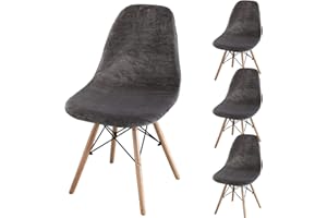 JIANYANA 4 Piezas Fundas para Sillas de Comedor, Velvet Sin Brazo Ajustables Lavables Protectoras de Sillas Funda de Silla Cocina Fundas Sillas de Comedor ExtraíBles y Lavables（Gris Oscuro）