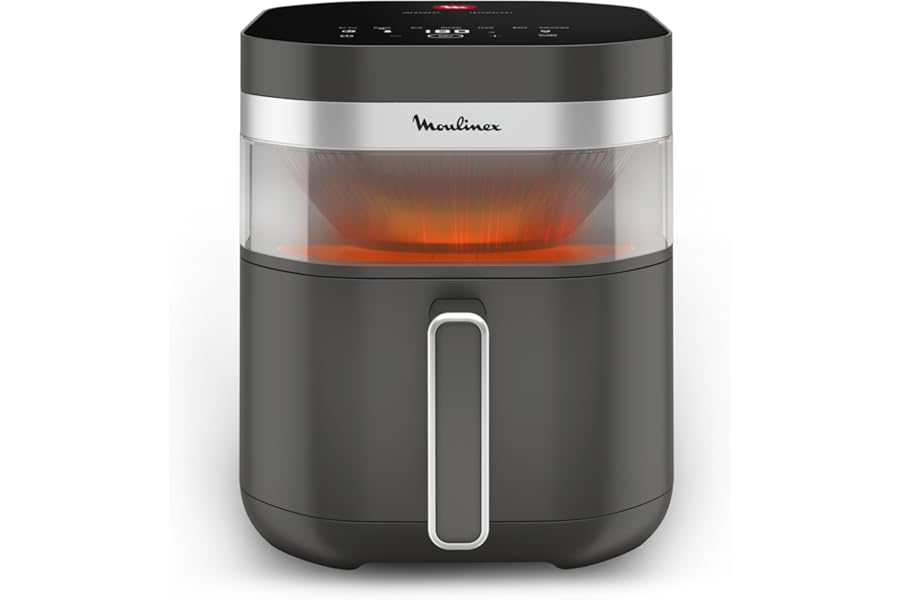 Moulinex Easy Fry Infrared 7L Air Fryer, Double Resistance, Heating 2 Times Faster, Fast Cooking, Dishwasher Safe, Observation Window, Coal Grey, EZ832H