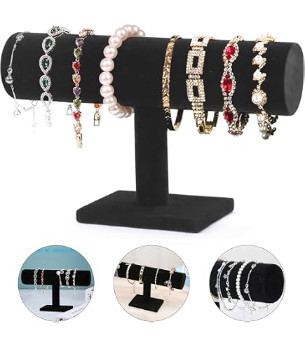 3 Présentoirs Bijoux Velours Noir Arrderly - Support Colliers Et Boucles D'oreilles - Mannequin 18x21cm