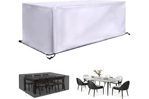 KADING Funda Muebles Jardín Impermeable, 280x200x70cm Plata Funda Protectora para Muebles, Anti-UV, Tela Oxford 420D Funda Sofa Jardín Exterior Cubre Mueble Jardín