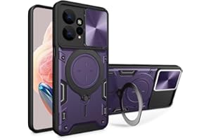 COMAKU Funda para Xiaomi Redmi Note 12 Pro/Xiaomi Poco X5 Pro, Militar TPU+PC Bumper Antigolpes Carcasa Rugged Caso, con Tapa Deslizante y Anillo Soporte - Morado Oscuro