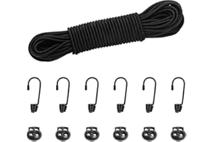 REYSHIN Cordons Élastique, tendeurs élastiques et Fixations,10 m/32 Pieds 0.16"(4 mm) Corde Extensible en Caoutchouc Noir, Parfait pour Le Transport, Le vélo et Le Chargement, Camping (10m*4mm)