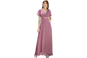 Ever-Pretty Vestiti da Cerimonia da Donna Alta Elasticità Scollo a V Linea ad A con Spacco Stile Impero 09890