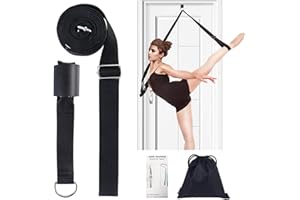SEANPEM Door Flexibility & Yoga Stretching Leg Strap, 11 Loops Hamstring Stretcher Belt Resistance Exercise Band, Foot Back Stretch Assist Great for Ballet Cheer Dance Gym Pilates Physical Therapy
