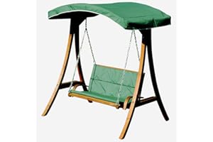 ALEOS. ALEOS Design Hollywoodschaukel Gartenschaukel Schaukelbank Rio aus Holz Lärche mit Dach und Polsterauflage grün