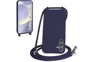 WenBaby Handykette für Samsung Galaxy S24 Plus Hülle mit Band,Handyhülle mit Schnur zum Umhängen Silikon Seil Necklace Schutzhülle mit Kordel Tasche Case TPU Bumper - Marineblau