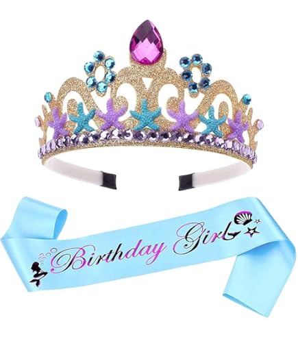 12 Couronnes D'anniversaire Sirène & Licorne - Pour Fête Filles - Pailletées, Colorées - Faciles à Assembler