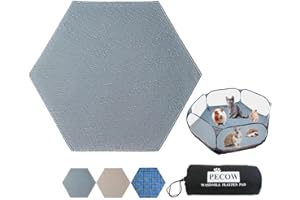 Pecow PLAYPEN NOT Included Hexagon Washable Liner for Portable Small Animal Playpen Guinea Pig Play Pen Hamster Cage Fleece Bunny Rabbit Fence Indoor/Outdoor Waterproof Reusable Super Absorbent(Grey)
