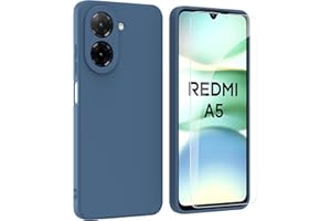 ARRYNN Funda para Xiaomi Redmi A5 4G (6.88") con Cristal Templado Protector de Pantalla,Azul Ultra Slim Protectora Funda de Silicona Líquida Suave Case Cover - Azul