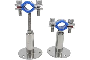 NOVSINO Supporto da parete in acciaio inox, supporto da soffitto, supporto per tubi regolabile, fascette per tubo per diametro esterno da 15 mm a 19 mm, tubo, set da 2