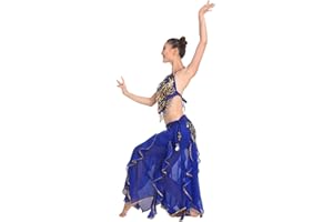 Grouptap Bollywood asian indian arabian jasmine belly dance dress costume blue/purple/pink 2-piece halter top skirt fancy sexy women outfit