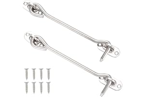 LUFEVRM 2 Stück Sturmhaken mit öSe 150mm Zubehör 8 Schrauben Edelstahl Türriegel Geeignet für Gartentüren,Holzfenster,Schuppen,Schränke,Kleiderschränke,Schlafzimmer,Badezimmer,Garagenusw