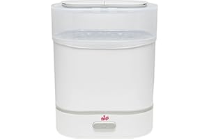 NIP Sterilisator Babyflaschen: Vaporisator für bis zu 6 Flaschen, Schnuller + Zubehör, Schnelle und sichere Dampfsterilisation in nur 9 Minuten, mit Abschaltautomatik, Weiß