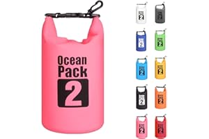 MORAINJAY 2L Wasserdichter Beutel, Rosenrot Dry Bag 2L/5L/10L/15L/20L/25L/30L Wasserdicht, Schützt Telefon, Roll Top wasserdichte Tasche Rucksack Packsack Seesack für Schwimmen/Rafting/Bootfahren