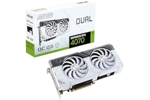 Asus Dual GeForce RTX 4070 OC White Edition, Tarjeta Gráfica Gaming (PCIe 4.0, 12GB GDDR6X, DLSS 3, HDMI 2.1, DisplayPort 1.4a, diseño de 2.55 Ranuras, Ventilador Axial-Tech, tecnología 0dB)